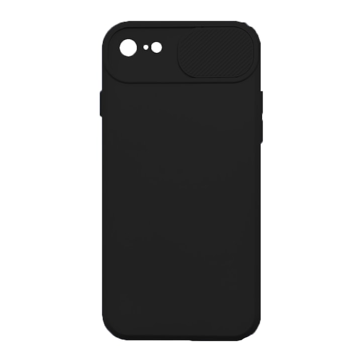 Силиконов калъф за iPhone 7, 8, SE 2020, SE 2, SE 3, Silicon, Microfiber, Privacy, Anti Spy, Camera Protection, Camshield, Черен