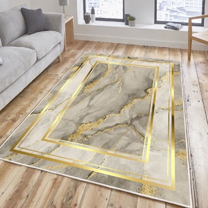Covor Asi Home Abstract Golden, 160 x 230cm, Catifea, Multicolor