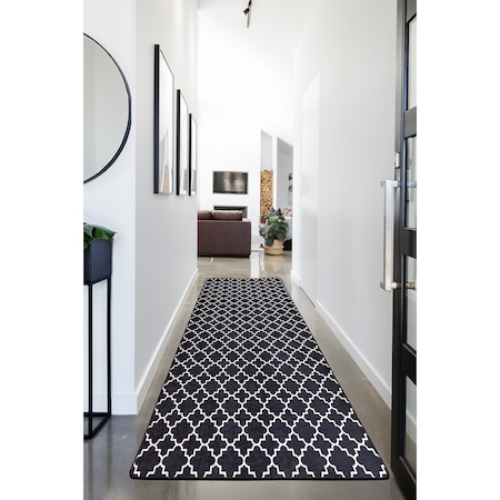 Covor Hol Asi Home Kupa, 100 x 300cm, Catifea, Poliester, Negru, Alb