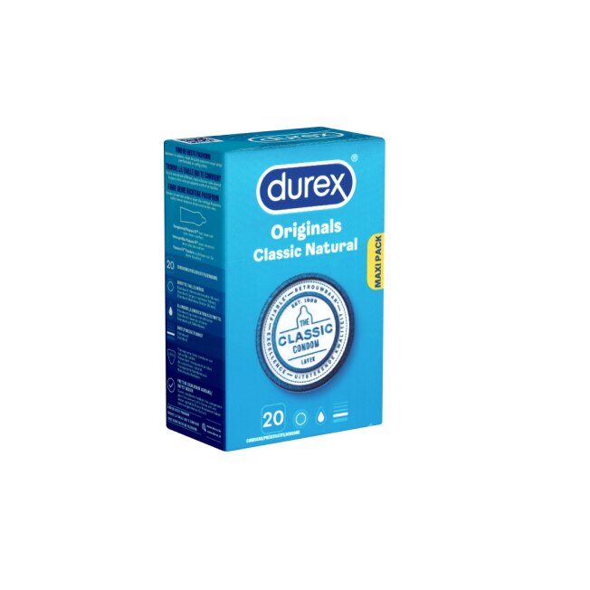 Prezervative Clasice Durex Originals Classic Natural Lubrifiate Si Rezistente Mm Cutie X