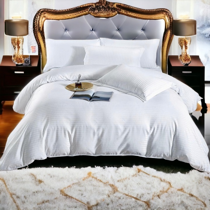 Хотелско бельо Damascus Cotton за двойно легло, 6 части, бяло, 220 x 240