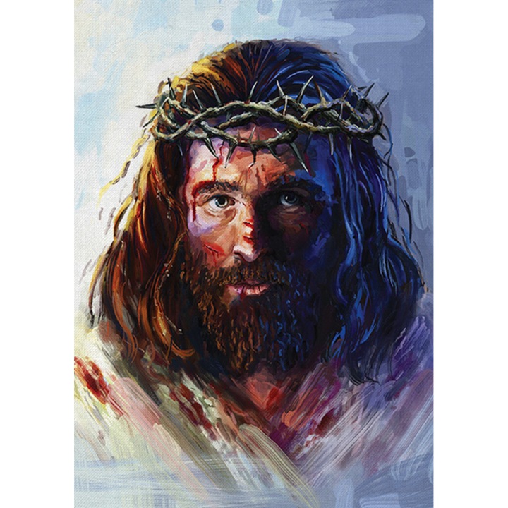 Jézus Krisztus festmény töviskoronával, 30 x 40 cm
