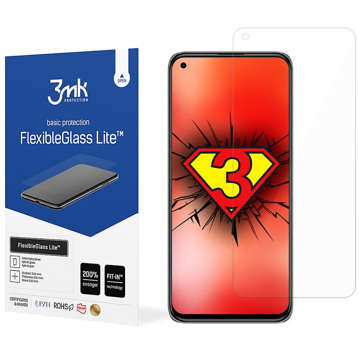 3MK FlexibleGlass Lite протектор за екран за Xiaomi Mi 11 Lite 5G, гъвкаво стъкло, пълно лепило