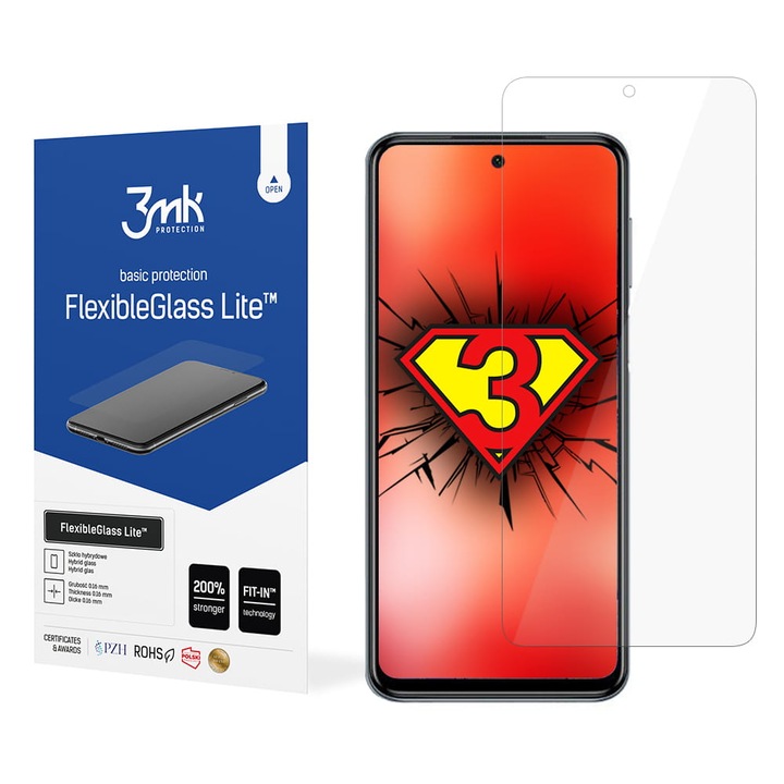 3MK FlexibleGlass Lite протектор за екран за Xiaomi Redmi Note 10 Pro, гъвкаво стъкло, пълно лепило