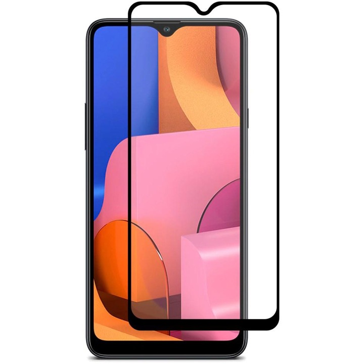Folie de protectie Ecran Blueline pentru Samsung Galaxy A20s A207, Sticla securizata, Full Glue, 3D, Neagra