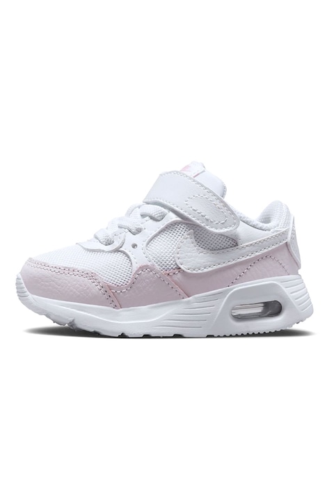 Nike, Спортни обувки Air Max SC с велкро и кожа, Бял/Бледо розово