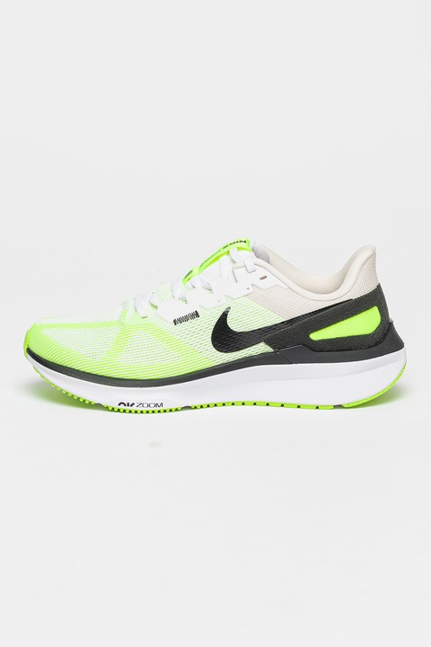 Nike, Pantofi pentru alergare Air Zoom Structure 25, Alb, Negru, Verde neon, 9.5