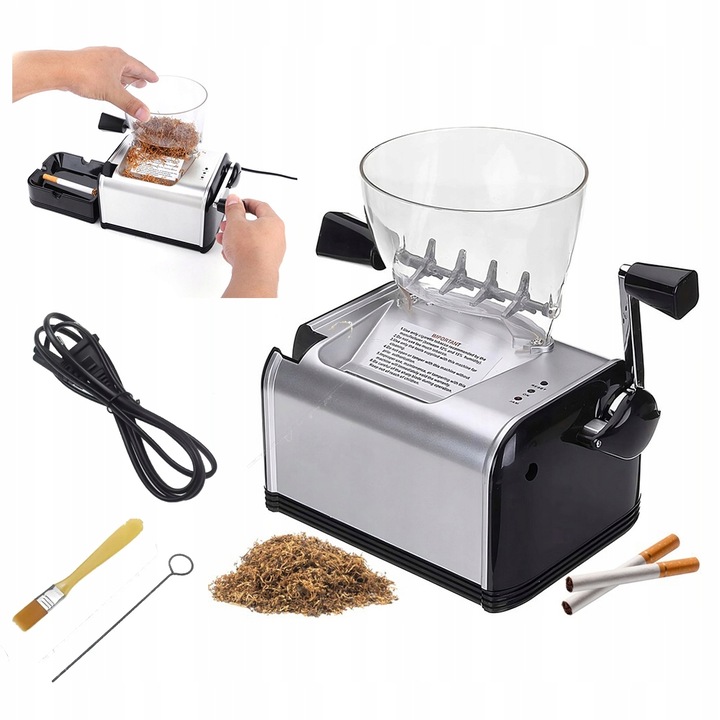 Masina electrica de umplere cu piston pentru tuburi de tigari, Argintiu