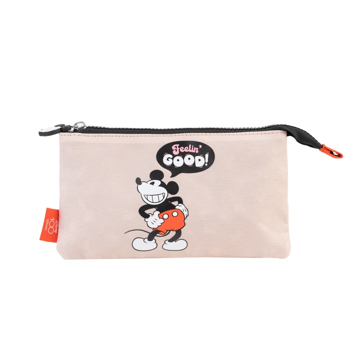 Disney Mickey Mouse tripla tolltartó, 3 rekeszes, cipzárral zárható, poliészterből, 21 x 12, többszínű
