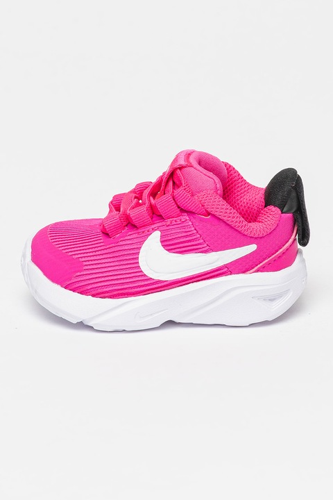 Nike, Pantofi cu insertii sintetice, pentru alergare Star Runner 4, Alb, Fucsia, 19.5 EU
