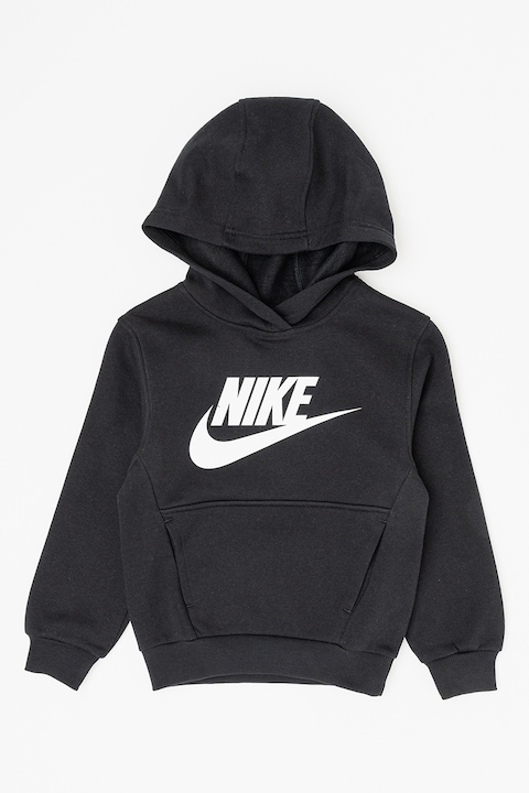 Nike, Худи с лого с джоб кенгуру, Бял/Черен
