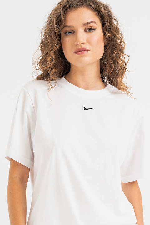 Nike, Tricou lejer cu decolteu la baza gatului, Alb optic