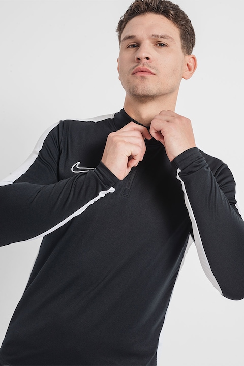 Nike, Bluza cu fenta cu fermoar pentru fotbal, Alb/Negru