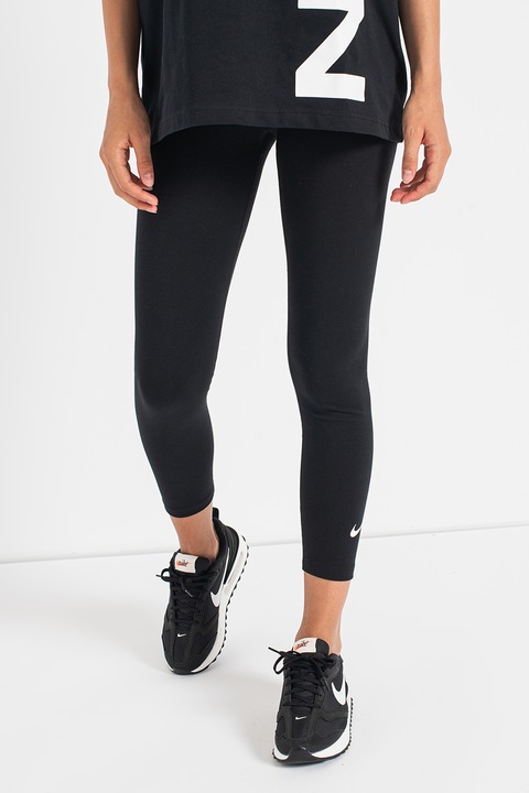 Nike, Colanti crop cu talie inalta, Negru