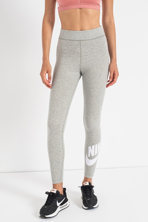 Nike, Клин Sportswear Classics с висока талия, Сив меланж