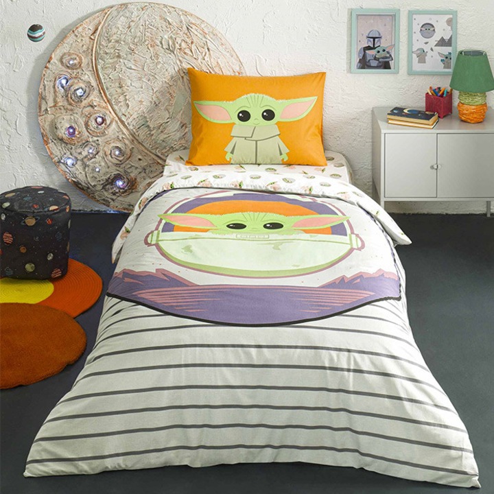 Lenjerie de pat pentru Patut Bebe, TAC, Mandalorian Guard, Bumbac 100%, 3 piese