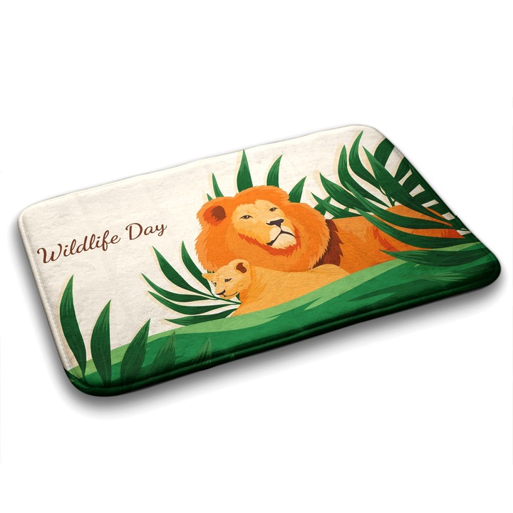 Covor de Baie. Tulup. Dreptunghi. Lions Pisici. Verde. 60 cm x 90 cm. 010350680020200077660
