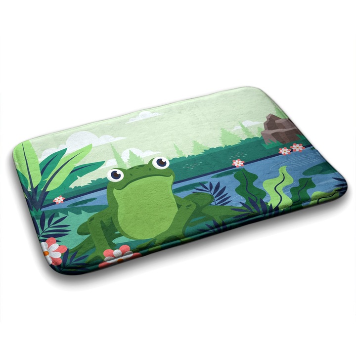Covor de Baie. Tulup. Dreptunghi. Broasca. Verde. 60 cm x 90 cm. 010350680020200077656