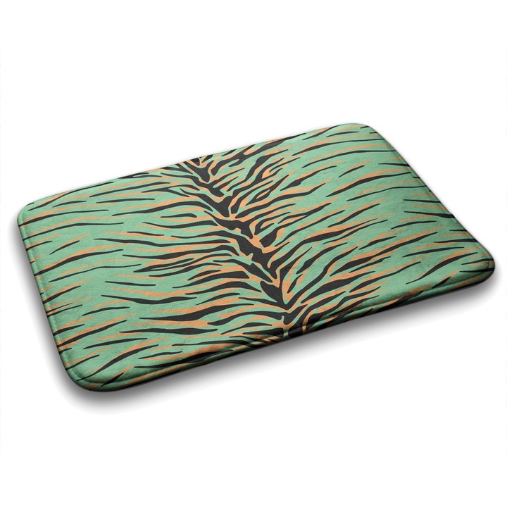 Covor de Baie. Tulup. Dreptunghi. Tiger Stripes Rezumat. Verde. 75 cm x 45 cm. 010350680010100077535