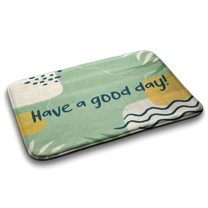 Covor de Baie. Tulup. Dreptunghi. Abstractia Geometrica. Verde. 75 cm x 45 cm. 010350680010100077608