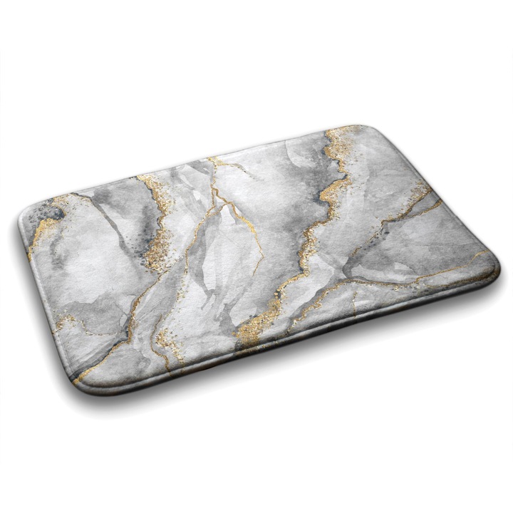 Covor de Baie. Tulup. Dreptunghi. Marmura Gri. Gri. 75 cm x 45 cm. 010350680010100020882