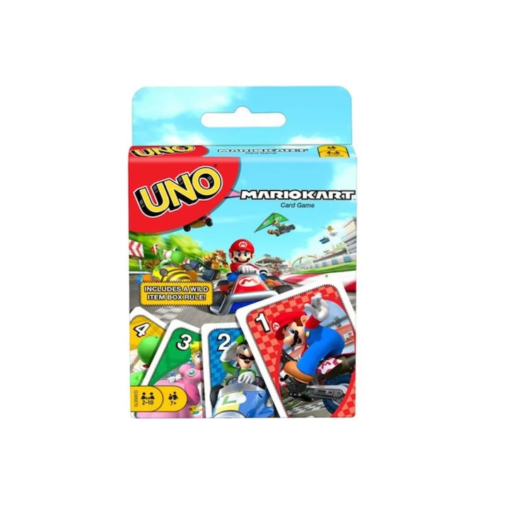 Set carti de joc Uno Mario Kart, 2-10 jucatori, 7+ ani