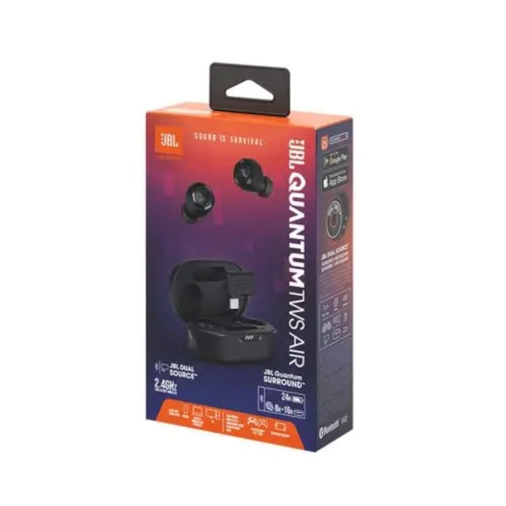Casti JBL Quantum TWS Air, wireless, dual source, negru