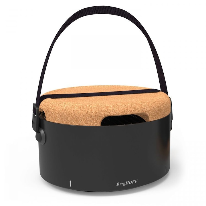 Преносимо барбекю BergHOFF, Въглеродна стомана, Корк, 40 × 40 × 28 см, 7,6 кг, Черен