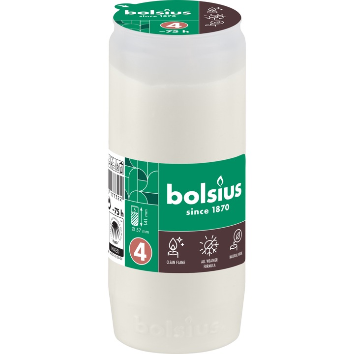 Резервна свещ Bolsius RC4 / NO. 5 - Бяло (8717847177322)