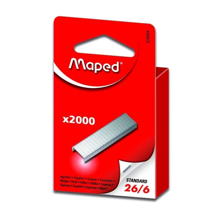 Комплект 2000 телчета, Maped, неръждаема стомана, сребро, 26/6