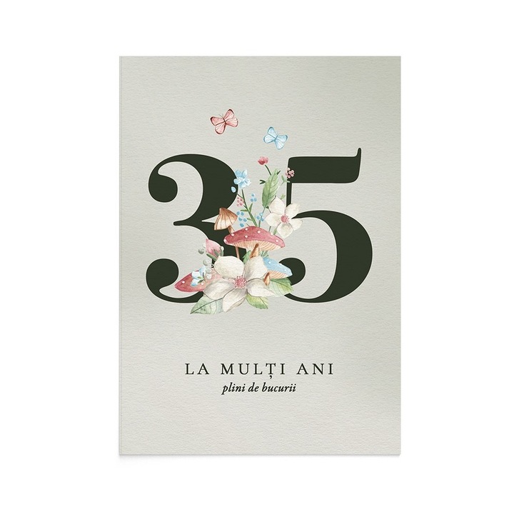 Felicitare La Multi Ani 35 Blooming, Zizula Cards, 105 X 150 mm