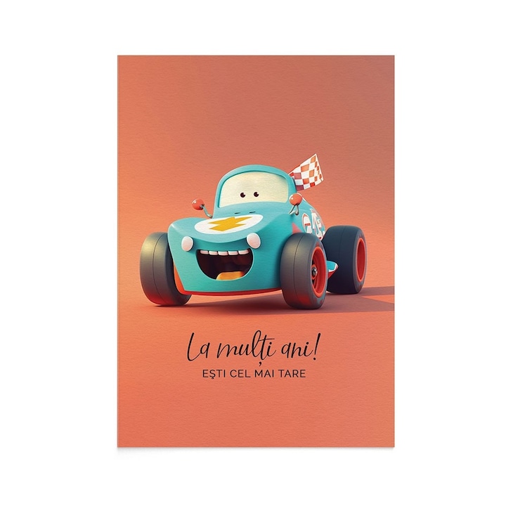Felicitare La Multi Ani Racing Car, Zizula Cards, 105 X 150 mm