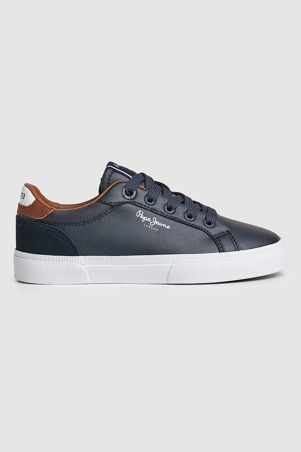 Pepe Jeans London, Pantofi sport cu insertii de piele intoarsa, Albastru marin, 37 EU