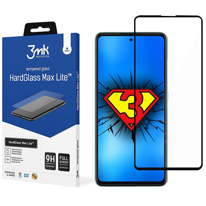 3MK стъклен протектор за екран за Samsung Galaxy A52s 5G A528 / A52 5G A526 / A52 A525, черен