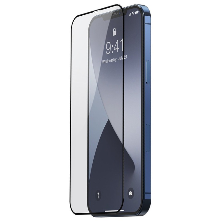 Скрийн протектор Nevox за Apple iPhone 13 Pro Max, защитено стъкло, пълно лепило, 3D, черен