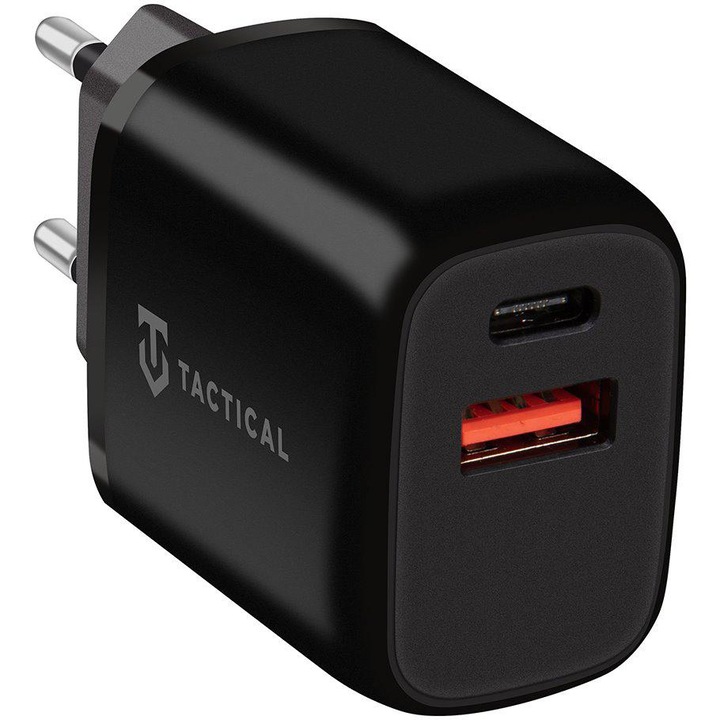 Hálózati töltő Tactical Base Plug 1xUSB-C, 1xUSB 20W, PD, QC3.0, EU, fekete
