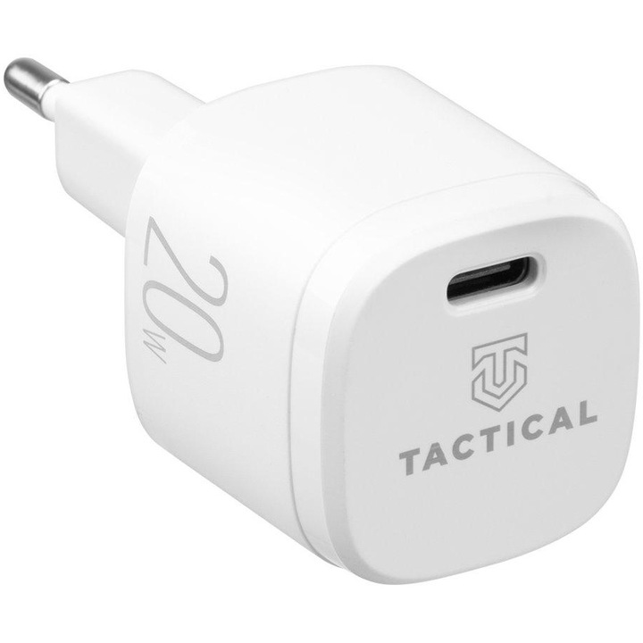 Hálózati töltő Tactical Base Plug MINI 1xUSB-C 20W, Fehér