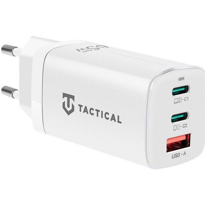 Tactical FlashBang GaN hálózati töltő 2xUSB-C, 1XUSB, 65W, 3.0, fehér