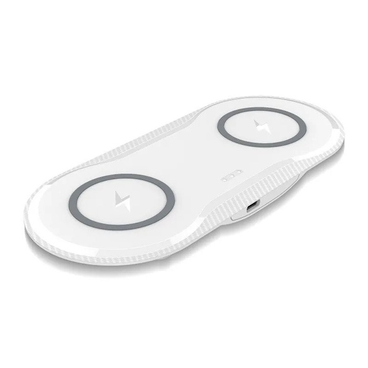 Incarcator wireless 15W, dual power, dubla bobina din cupru pentru incarcare rapida si pozitie de detectare mai larga