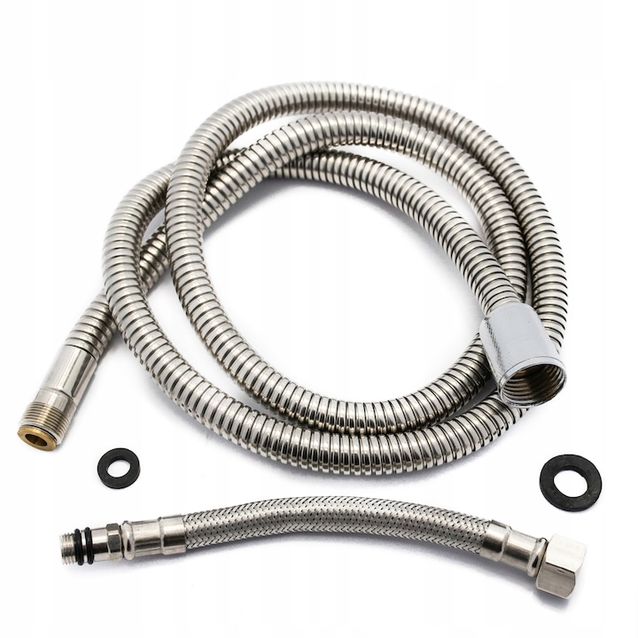 Furtun pentru dus cu gura de scurgere, Zxc, Otel, 120 cm, Argintiu