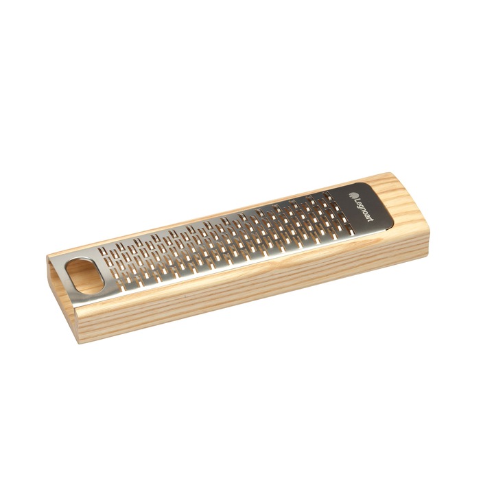 Razatoare manuala multifunctionala Legnoart, Gratta, ideala pentru branza, legume, fructe, lama din otel inoxidabil, durabila, rezistenta, lemn din frasin solid, finisaj realizat manual, lemn deschis