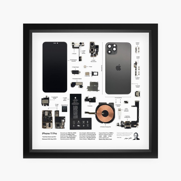Decoratiune Interioara, Rama Neagra 3D IFramed, model iPhone 11 PRO, 37 x 37 x 6 cm