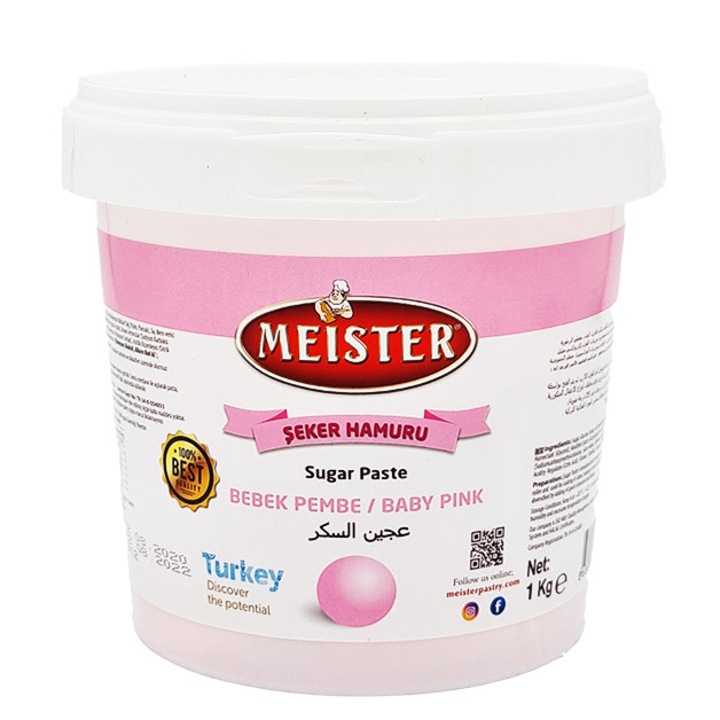 Pasta de Zahar, Meister, Modelaj & Acoperire, Galetusa, 1 Kilogram, Culoare Roz Deschis, Baby Pink