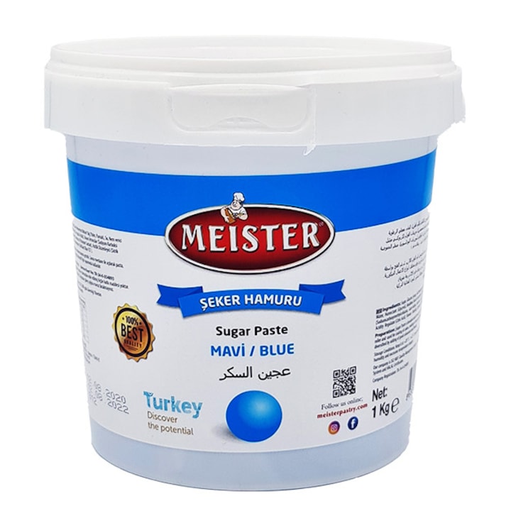 Pasta de Zahar, Meister, Modelaj & Acoperire, Galetusa, 1 Kilogram, Culoare Albastru, Blue