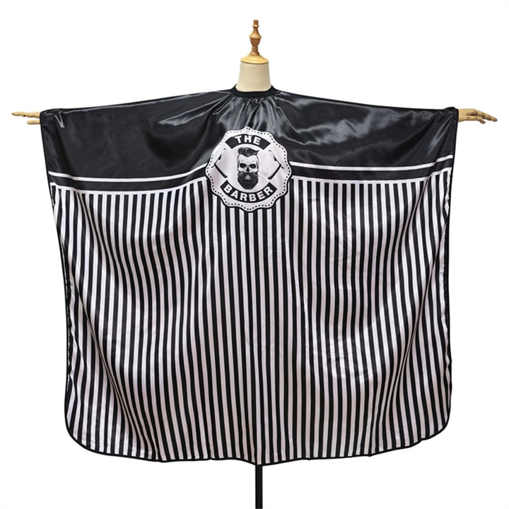 Pelerina tuns Ardette, PEL21, Impermeabila, Alb dungat, cu elastic la gat, pentru salon frizerie barber shop