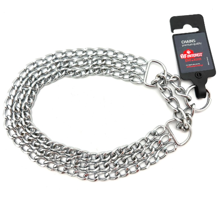 Zgarda cu trei randuri Pet Interest, argintiu, 2,5 mm/50 cm