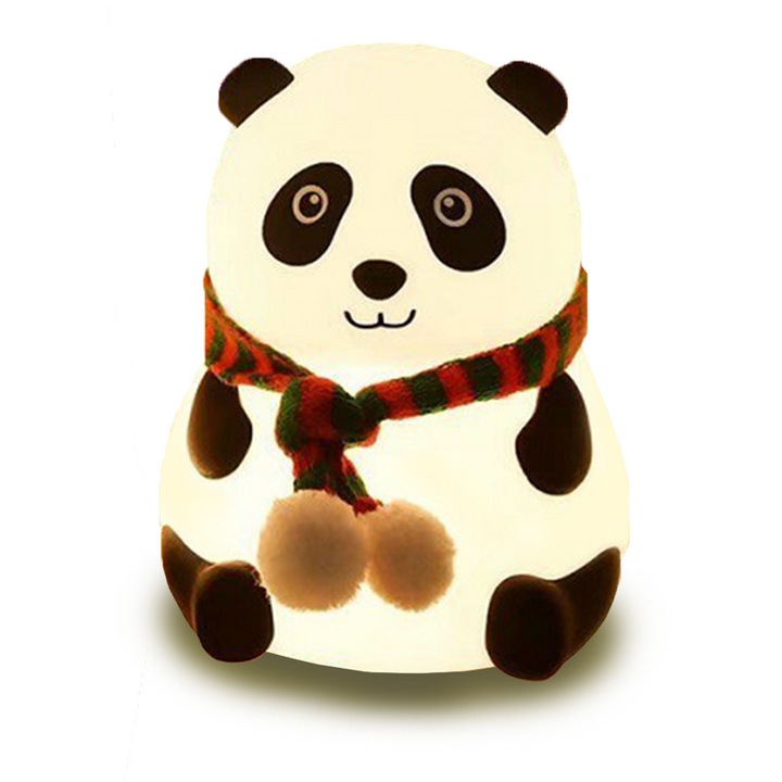 Детска нощна лампа, Пластмаса/Силикон, 7 цвята, LED, Многоцветна