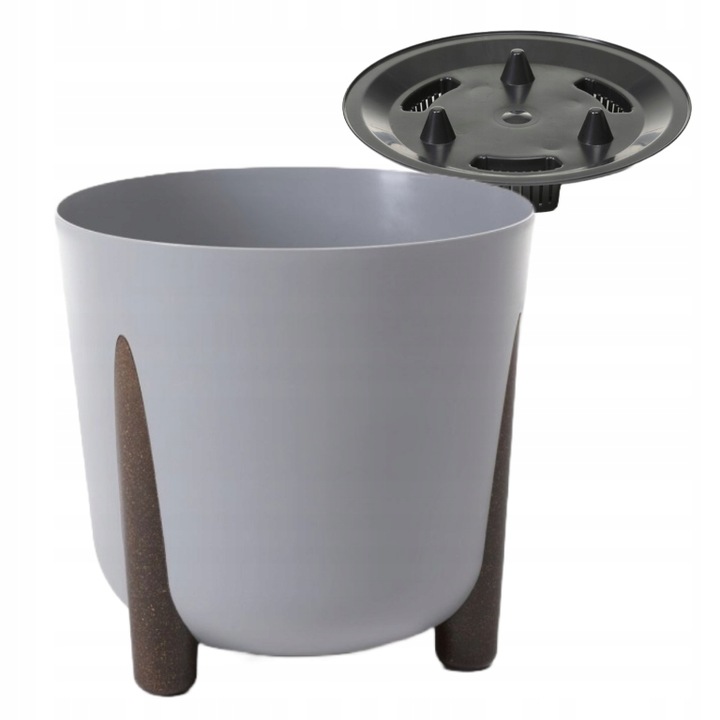 Ghiveci Frida, Lamela, Plastic, 30cm, Gri