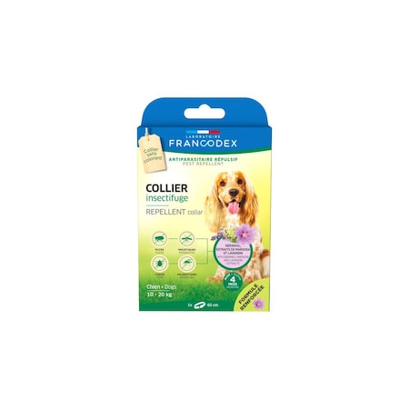 Zgarda Francodex repelenta cu Geraniol, caini talie medie (10-20kg) 60 cm