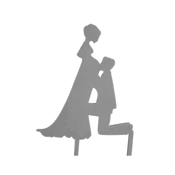 Tortafedő díszítés, "MENNYASSZONY ÉS MENNYASSZONY" várakozás öröme, 17 x 11,5 cm ezüst